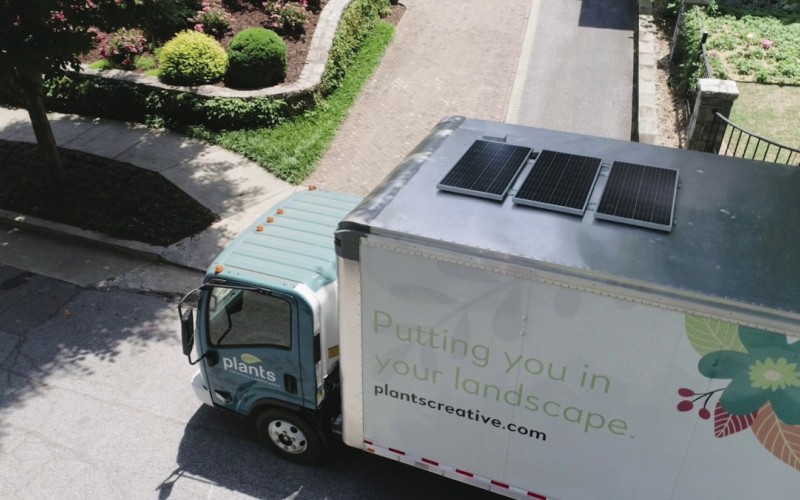 Solar panel truck.